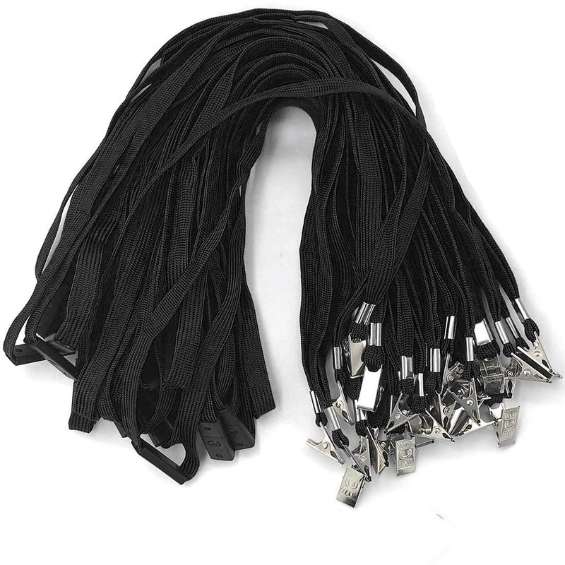Bird Fiy Lanyards Breakaway Bulk Black Lanyards Neck Flat Safety Badge Lanyard Bulldog Clip (Black, 50 PCS) - Image 1